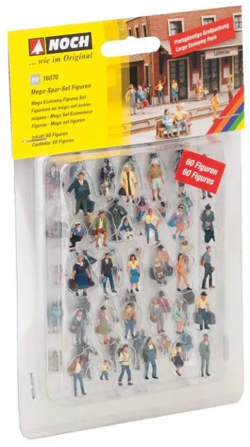 NOCH 16070 - 1/87/H0 Mega-Ensemble Figurines, 60 Figurines, Sans Bancs - Neuf