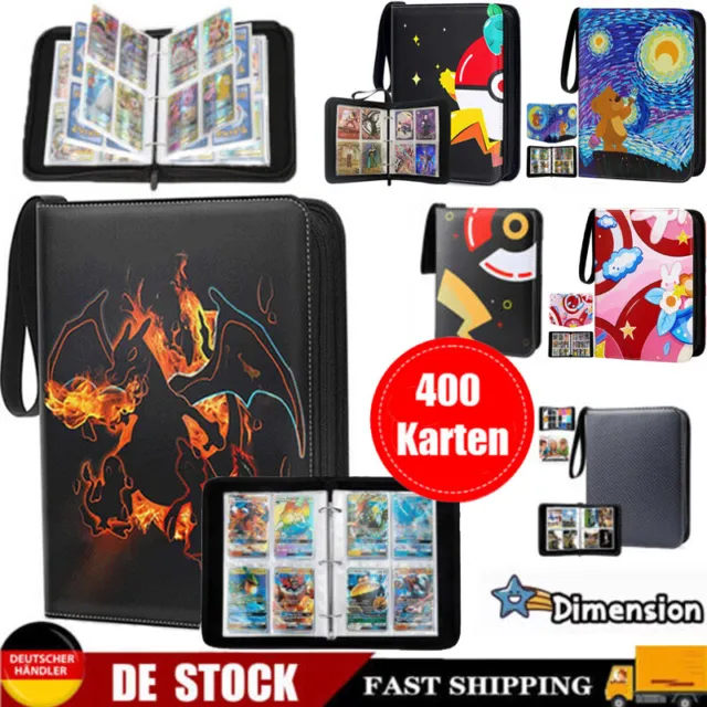 Sammelalbum für 400 Pokemon Karten 4Pocket Sammelmappe Ordner Heft Xmas Geschenk