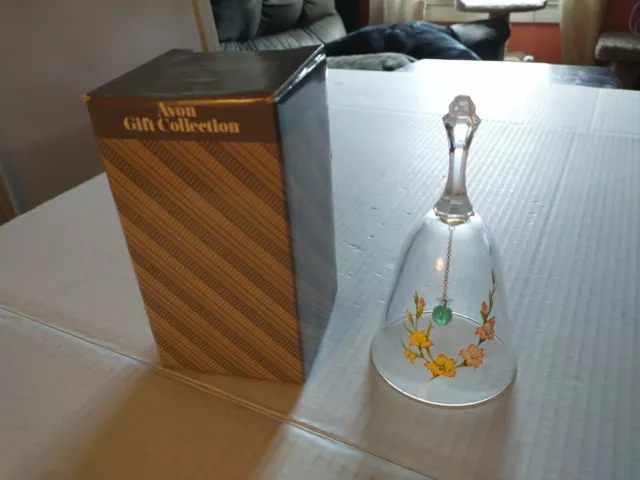 Vtg Avon 24% Lead Crystal Glass Birthday Bell August Crystal Clapper France