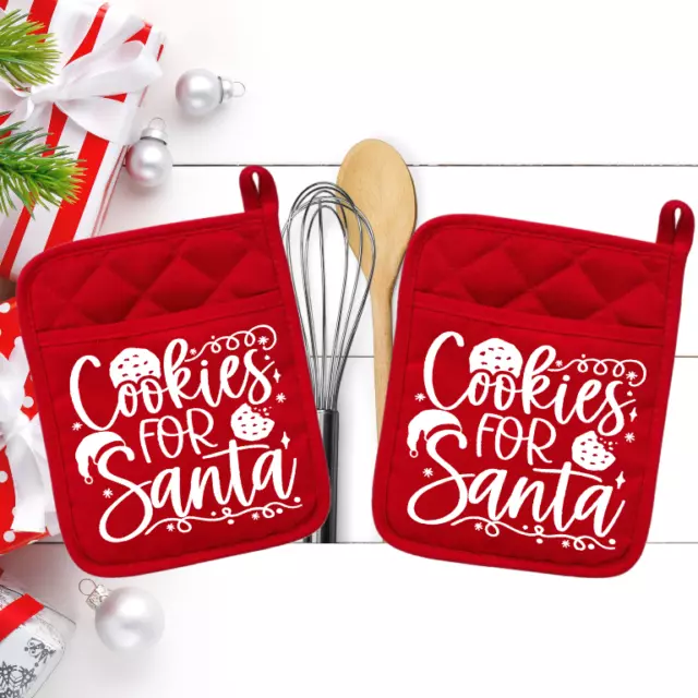 Cookies For Santa - Pocket Pot Holder - Oven Mitt - Hot Pad - Christmas 004