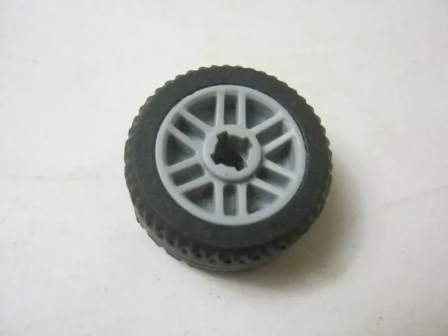 Lego x2 Light Gray 9/16 Wheel And Black Tire 3/8" Wide, 11209, 11208 (028-328)