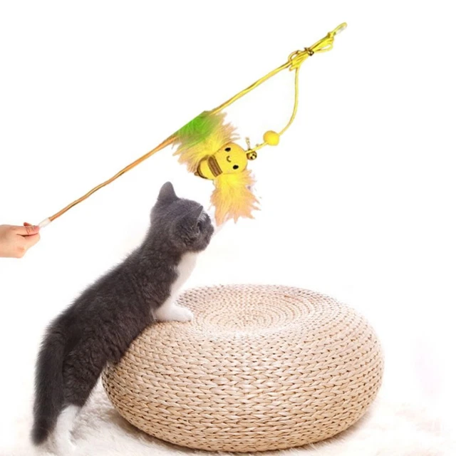 Bee Desig Plush Cat Playing Stick Cat Teaser Wand Pet Toy Kitten Teasing Stick