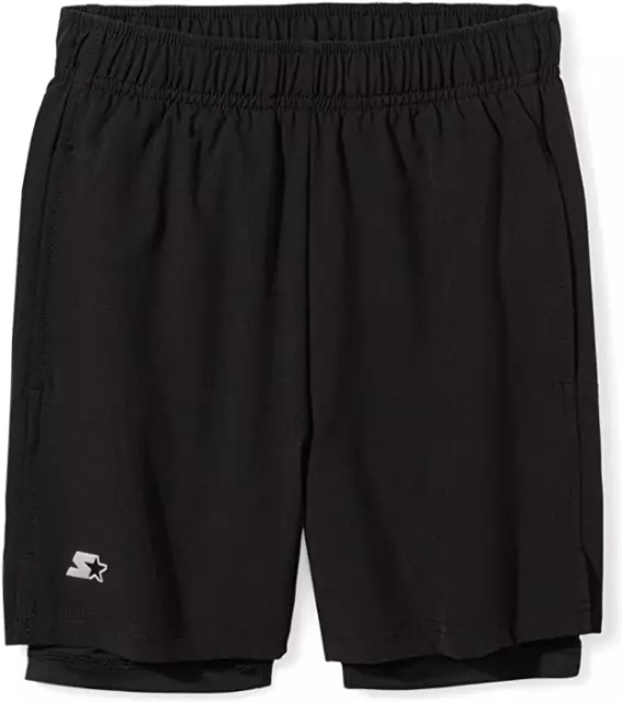 Starter Big Boys' 7" Two-in-One Running Short Black Size XS