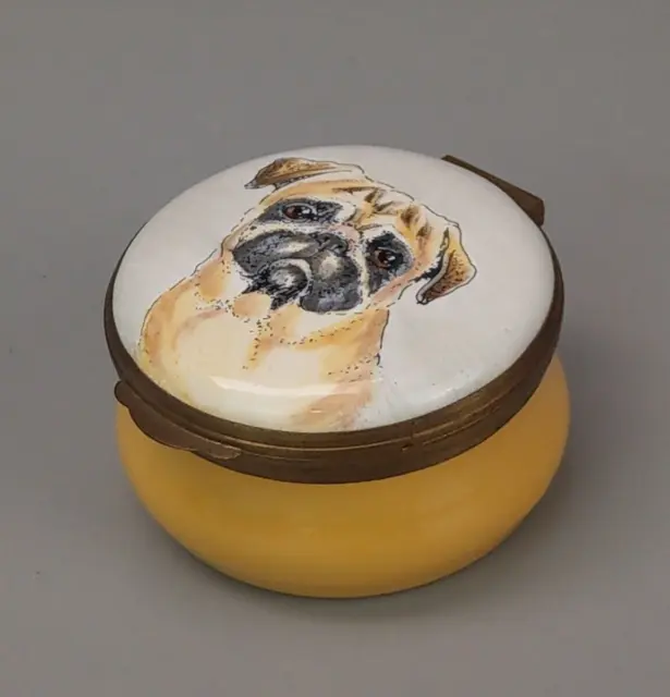 Vintage Pillbox with Pug Dog by Crummles & co