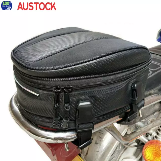 Waterproof Motorcycle Rear Seat Bag Large Black Tail Bag Luggage Saddle Box