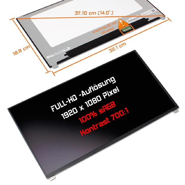 14,0" LED Display matt passend für Dell Latitude 7480 IPS 100%sRGB Full-HD