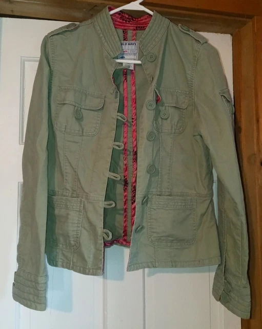 Old Navy Jacket Womens Large Green Coat 2000s with pink pre-owned