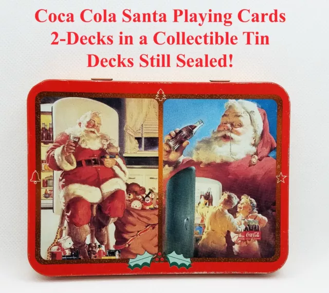 Coca Cola Santa Clause 2-Deck Set in a Collectible Tin USPCC - Sealed Decks