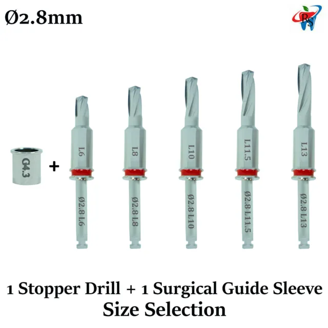 1x Dental Implant Stopper Drill & Surgical Sleeve External Irrigation Ø2.8mm