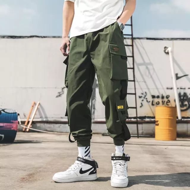 Jogging homme survêtement pantalon Vert poches streetwear bande large baggy fit