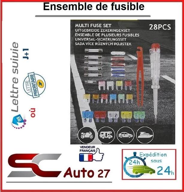 Ensemble de fusible 28 pièces avec retire fusible et tournevis testeur 120/220 v