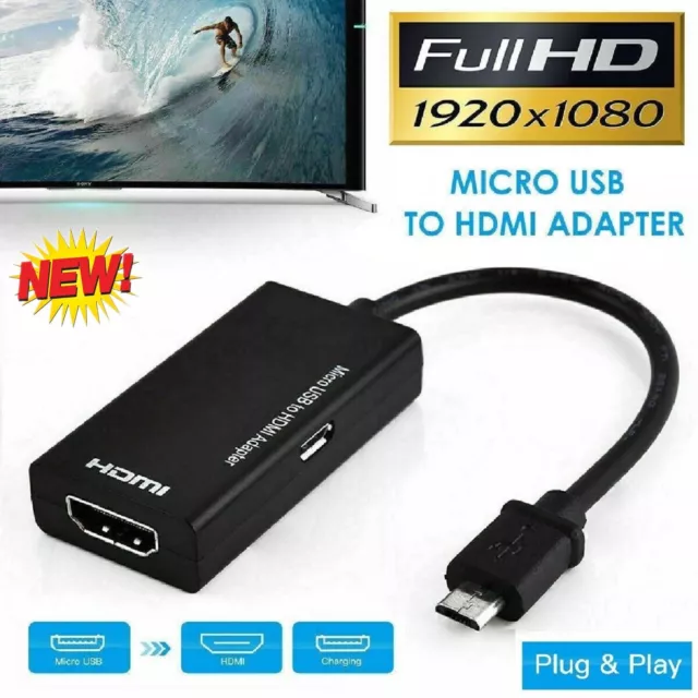 1080P Universal MHL Micro USB to HDMI Cable HD TV Adapter For Android Phones PC