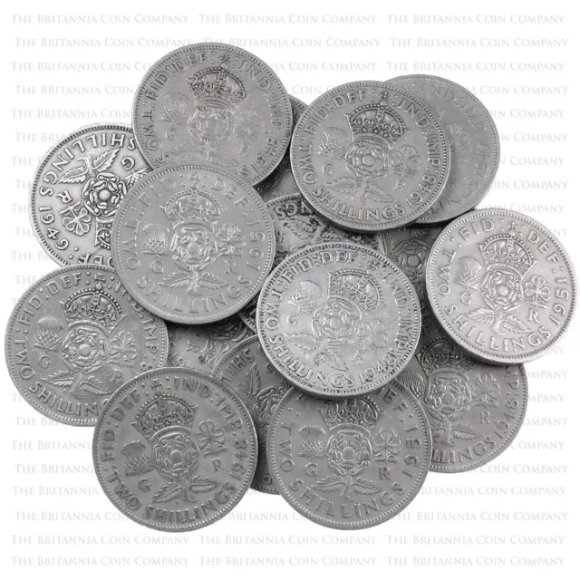 Bulk 1947-1951 George Vi Florins Two Shillings Mixed Circulated Coins