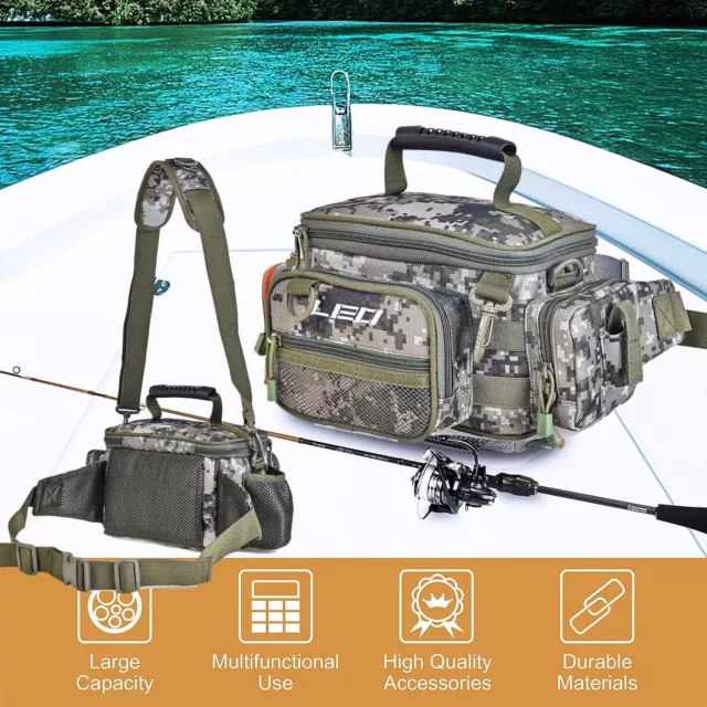 FISHING TACKLE BAG-SALTWATER or Freshwater Fishing Bag Camouflage with 4  Boxes £40.99 - PicClick UK