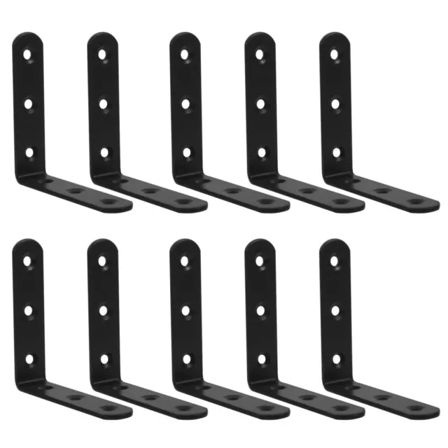 10 Pcs Le Fer Code D'angle Support À Droit Noir En Acier Inoxydable Étagère