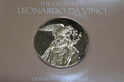 Franklin Mint Genius/DaVinci PF Gold Plated .925 Silver Medal- Archangel Gabriel