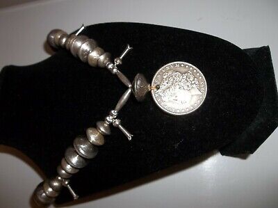 Navajo Coin Silver Mercury Dime Sterling Squash Blossom Morgan Necklace Old Pawn