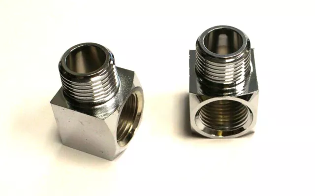 90 Degree Alum fitting 1/2"  Male  1/2" Female  NPT Treads Chrome Finish of 2 pc