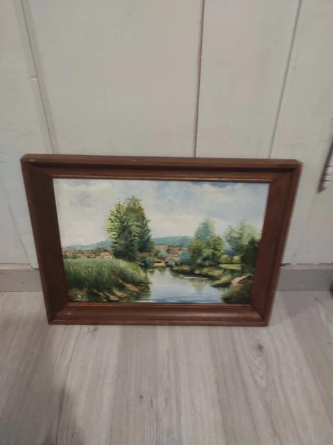 ANCIEN TABLEAU HUILE sur bois signé j coill en rouge EUR 39,00 ...