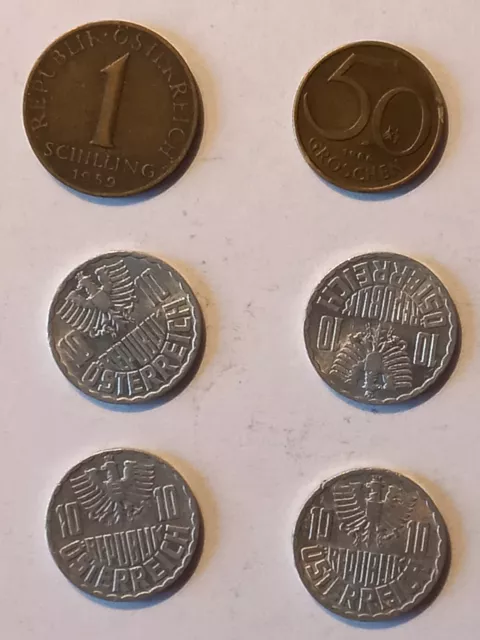 Lot De 6 anciennes pièces monnaie Autriche -