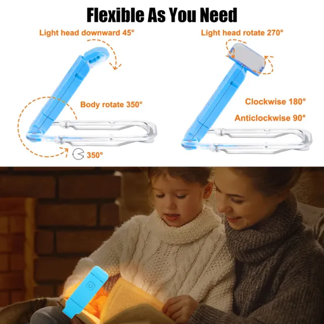 USB Rechargeable Book Light Mini LED Reading Lamp Flexible Clip-On for Readers 2