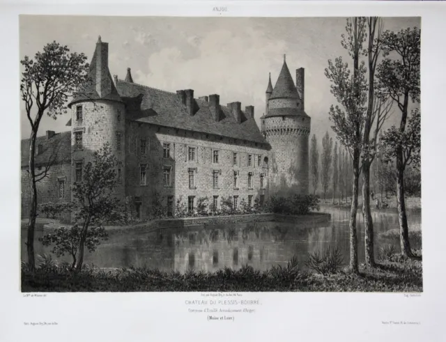 Chateau du Plessis-Bourre Ecuille Angers Maine Loire Anjou Lithographie Wismes