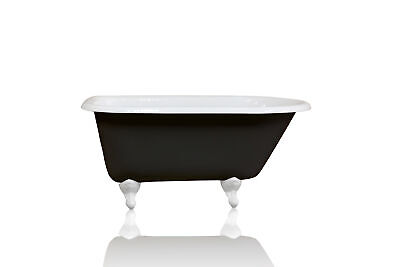 New 54" Black Clawfoot Bathtub Cast Iron Original Porcelain White Feet Tub Pkg