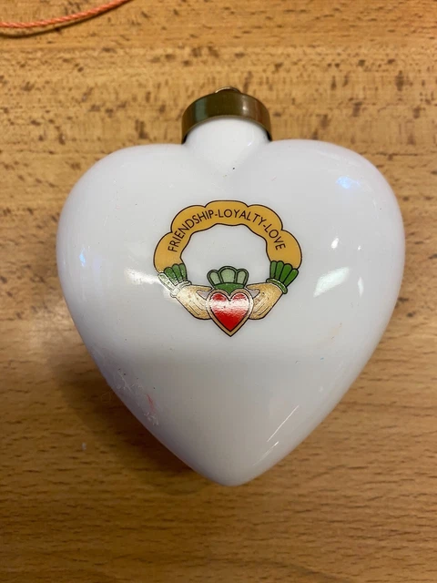 Vintage Puff Milk Glass Claddagh Irish Heart Christmas Ornament 3.5" Friends