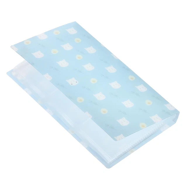 Plastic Business Card Holder Portable Card Binder Book Light Blue