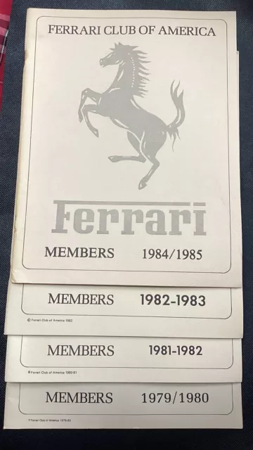 4 VTG Ferrari Club of America Membership Directory 1979/1980-81/82-82/83-84/85