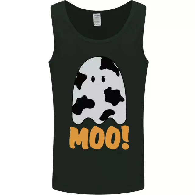Moo Funny Cow Ghost Halloween Spooky Mens Vest Tank Top