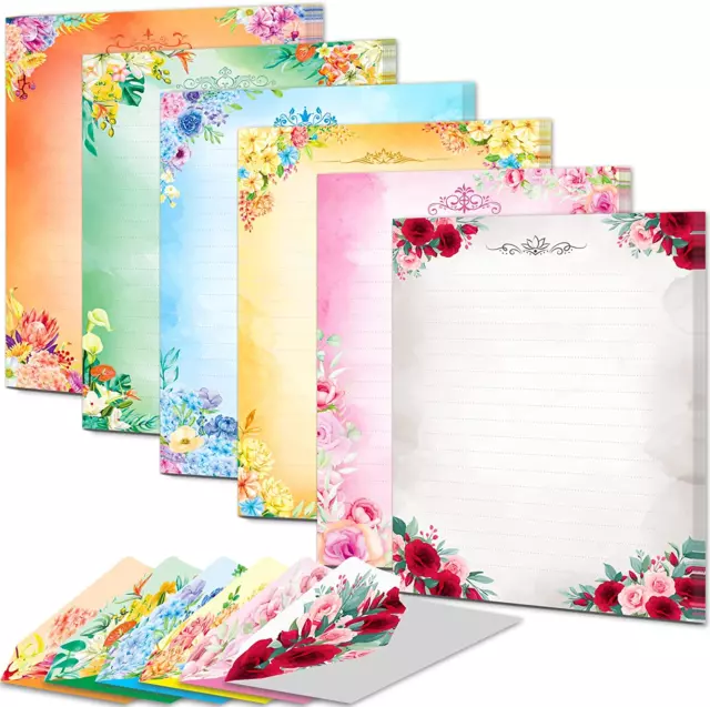 Anzon Mories Cute Stationary Writing Paper and Envelope Set (2 Sides Colored, 1
