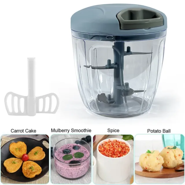 Pull String Hand Chopper Manual Food Processor To Slice Kitchen Tool 900ml