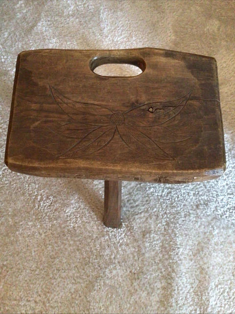 VINTAGE ANCIEN TABOURET BOIS BURALISTE PIANO PEINTRE ART DÉCO LOFT Pas Tripode EUR 28,00
