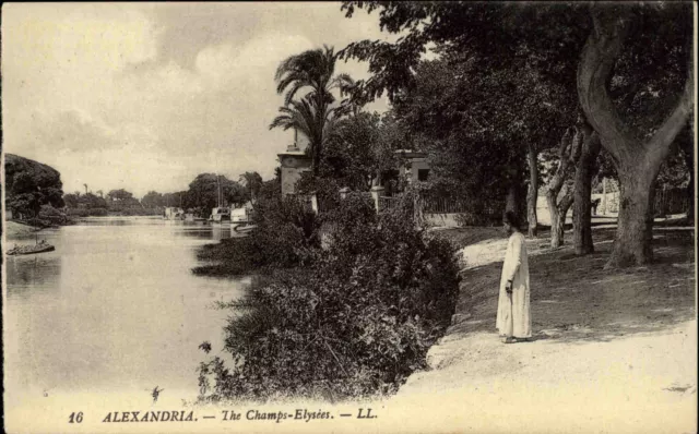 Alexandria Alexandrie Ägypten Egypt ~1900 Champs Elysées Maniscalco Kanal Fluß