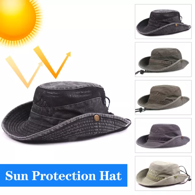 Sun Protection Hat Bucket Cargo Safari Bush Jungle Summer Fishing Men Women Cap