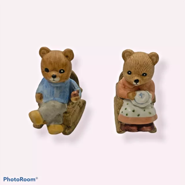 VINTAGE - HOMCO Rocking Chair Bear Family Ceramic Figurines -  #1470 Mom, & Dad