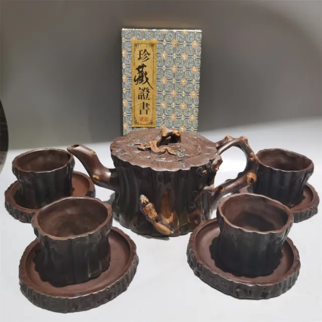 Chinese Yixing Zisha Clay Teapot Tree Stump Pot Shi Dabin Purple Mud 480ml