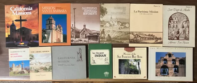 California Missions - Huge Lot of 19 Books & Pamphlets + Ephemera - History