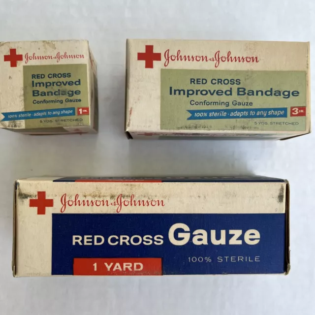 Vintage Johnson & Johnson Red Cross Bandage + Gauze Unopened