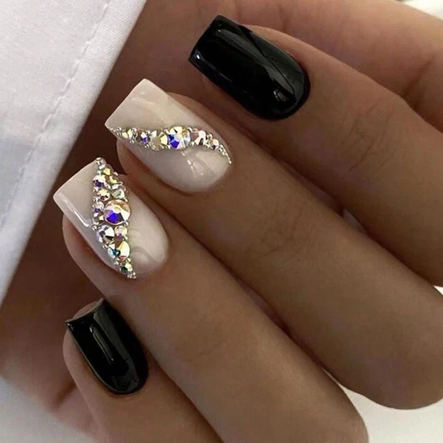 Square Head French Fake Nails Wearable Manicure Press on Nails Nail Tips  Girl