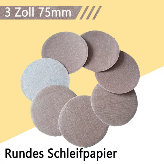 3 Zoll 75mm Runde Sandpapier Hook&Loop 80-1200Grit Sandpapier Pads Schleifscheib