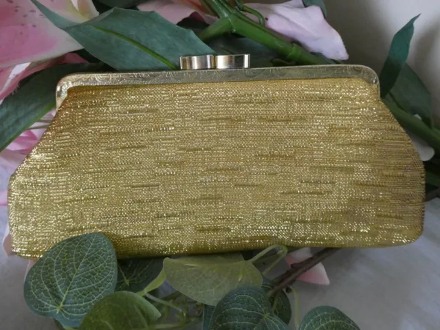 VINTAGE 1960S/1970S GOLD lurex evening bag, lovely condition £9.00