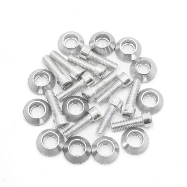 12pcs 6mm rosca tono plata Accesorio Motocicleta de matrícula Tornillos pernos