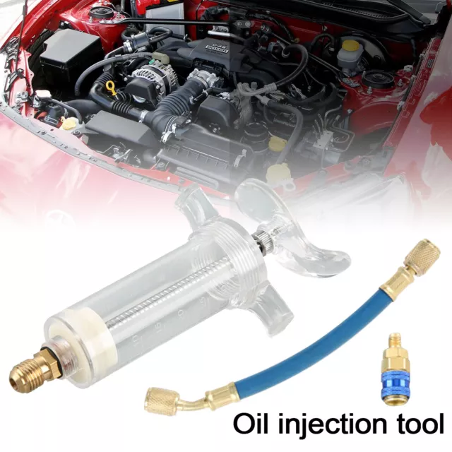 A/C Oil And Dye Injector With R-134a Snap Quick Coupler 1/4 SAE Hand Turn Tool