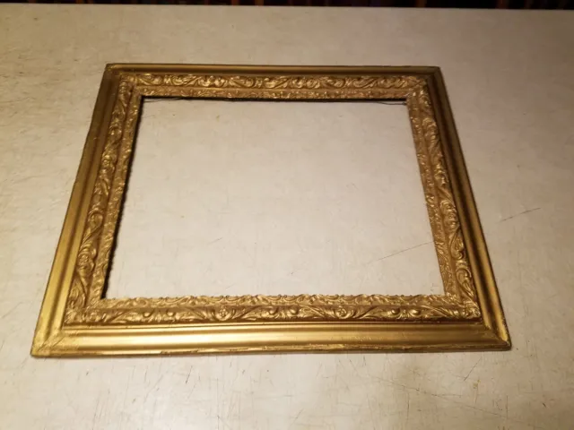 ORNATE Antique GOLD painted Wood Baroque Gesso Gilt Frame VICTORIAN  16 x 20