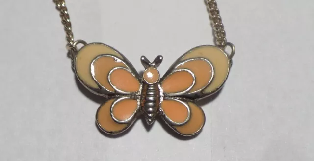 Adorable 6" Gold Colored Necklace with Crait Enamel Butterfly Charm