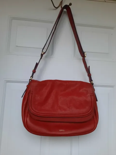 Fossil Peyton Large Double Flap Crossbody Red