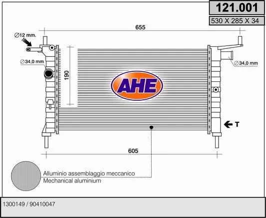 RADIATORE: OPEL CORSA B, COMBO 12i 14i Si 14i 16V 16i, GSi 16V, TIGRA 14 16V 16V 2