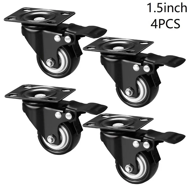 4PCS Pesante Dovereduty Girevole Rotelle Con Blocco Freni 3.8cm Ruote IN PU